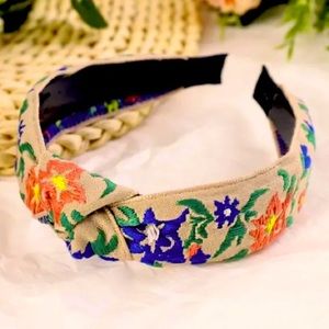 Anthropologie French Floral Embroidered Headband